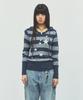 CAVISH W U Neck Striped Star Knit Hoodie Navy(Cv2Fffk601A)