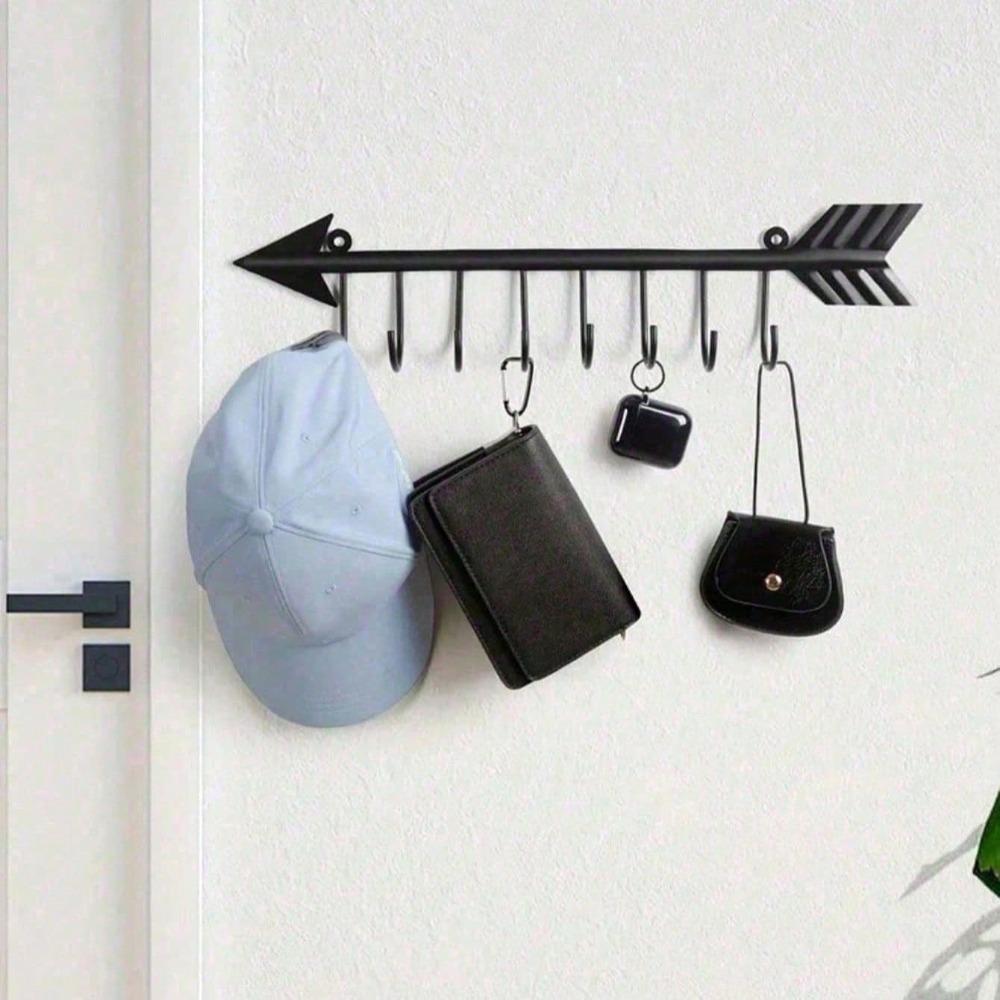 Metal Wall Mounted Bow Arrow Coat Rack, Entryway Organizer with Hooks for Jackets Hats Keys, Modern Home Decor Space Saving Storage