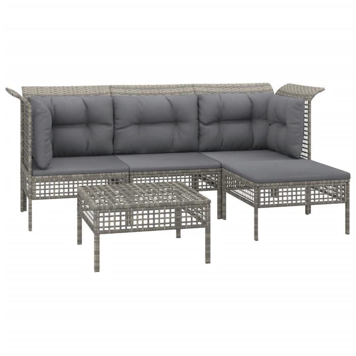 VidaXL Salon de Jardin avec Coussins 5 pcs, Ensemble de Meubles de Terrasse, Mobilier d'Extérieur, Canapé de Patio, Moderne, 3187502
