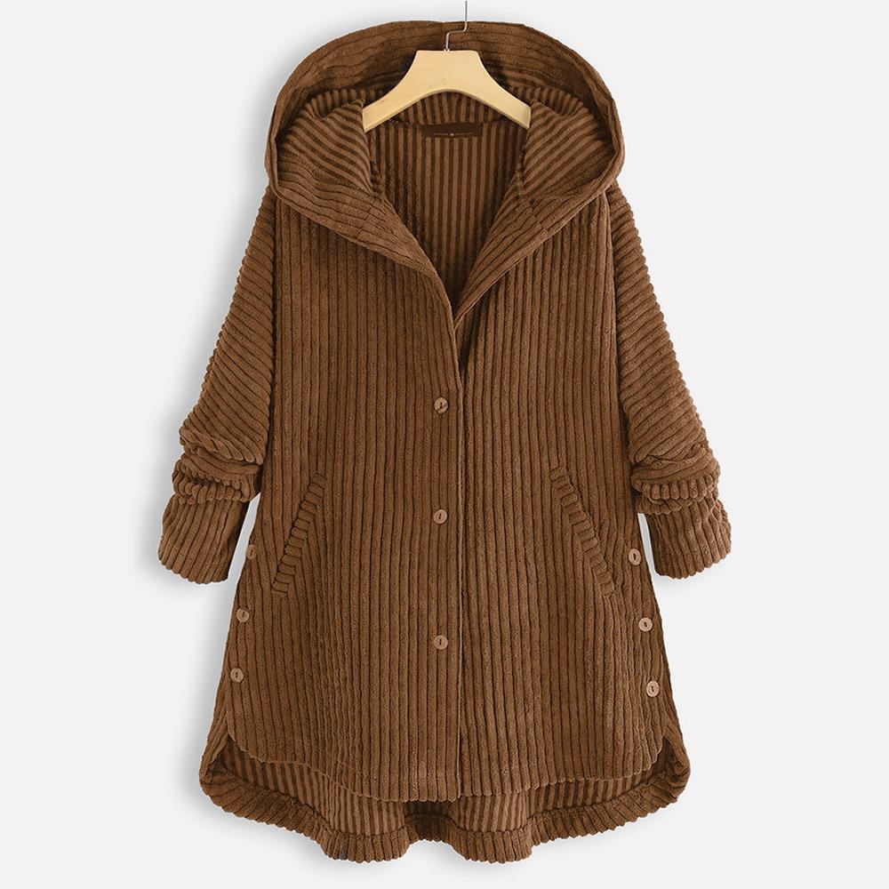 Fashion Corduroy Jacket Women's Spring and Autumn Korean Simple Single Breasted Long Sleeve Lapel Solid Jacket