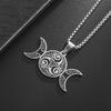 Stainless Steel Witch Triple Moon Protection Spiral Pendant Necklace for Men Women Pagan Trinity Celtic Knot Necklace Jewelry