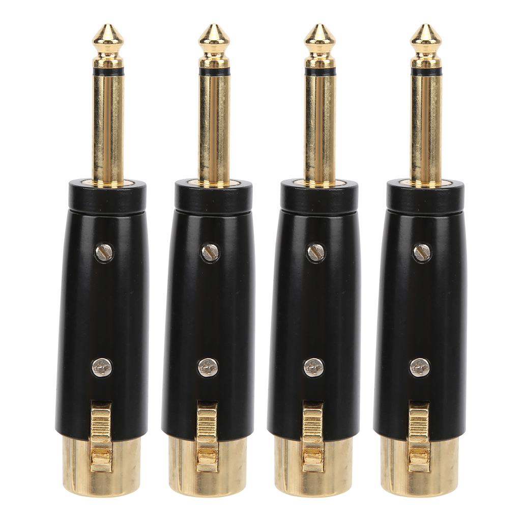 4Pcs XLR Adapter Audio Converter Metal 6.35mm Single Track Male to Female LZ1167G