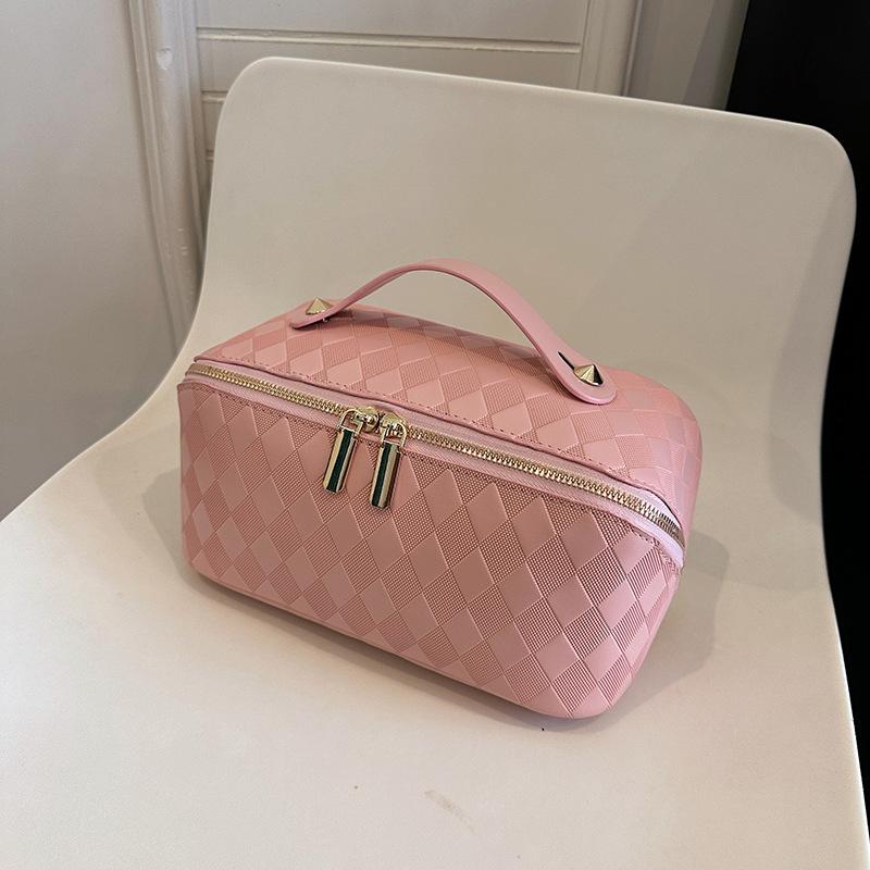 2026 Rhombus Retro Cosmetic Bag Large Capacity Cosmetic Storage Bag Multi-functional Travel Portable Toilet Bag
