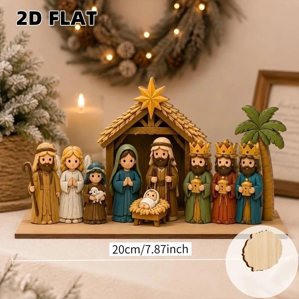 Christian Religious Figure Table Ornament Vintage Rustic Xmas Manger Scene Decor Study Decor