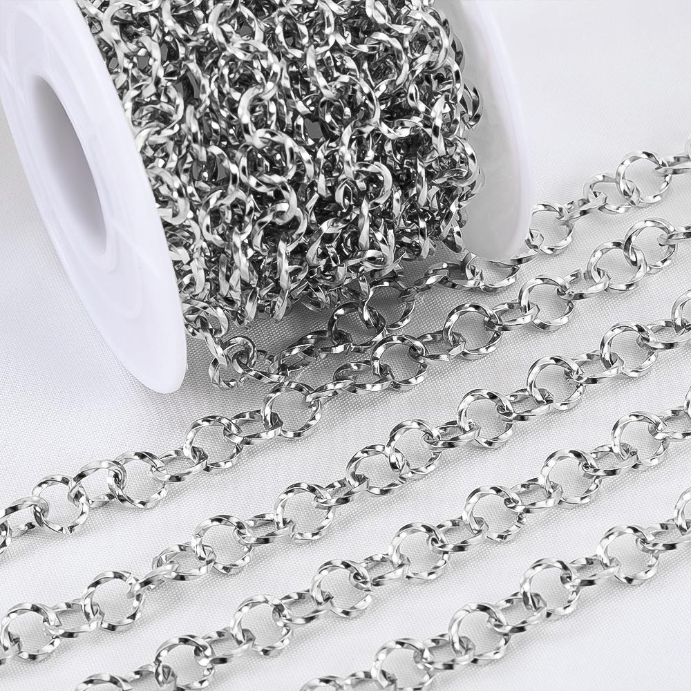 1Meter Stainless Steel 7mm Embossing Oval Twist Link Chains DIY HandCraft Necklace Bracelet Jewelry Making Accessories Component
