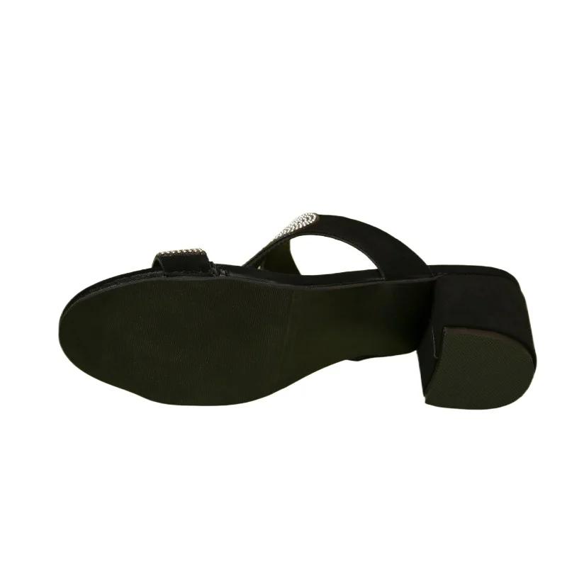 Fashion Women's Shoes 2024 Fashion Open Toe Women's Slippers Summer Sequins Solid Outdoor Casual Chunky Heels Slippers Zapatillas Mujer