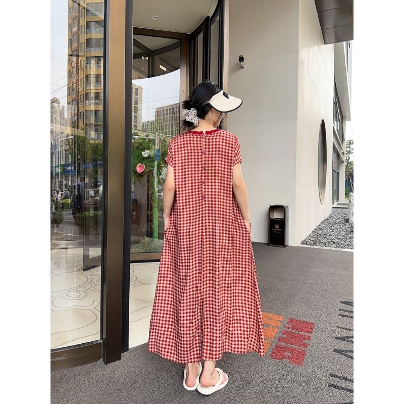 

Длинное женское летнее платье свободного покроя с коротким рукавом Bohemian Beach Holiday XL белый/красный