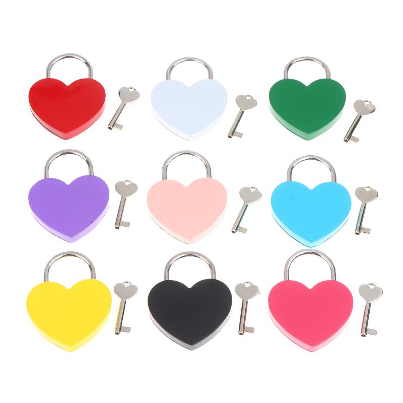 45*59*8Mm Heart Shaped Padlock With Matching Keys Romantic Metal Love Locks For Travel Wedding Gift Diary Bag Luggage Decor