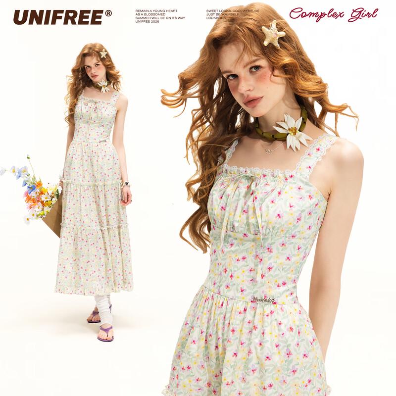 UNIFREE Floral Print A-Line Maxi Cami Dress S