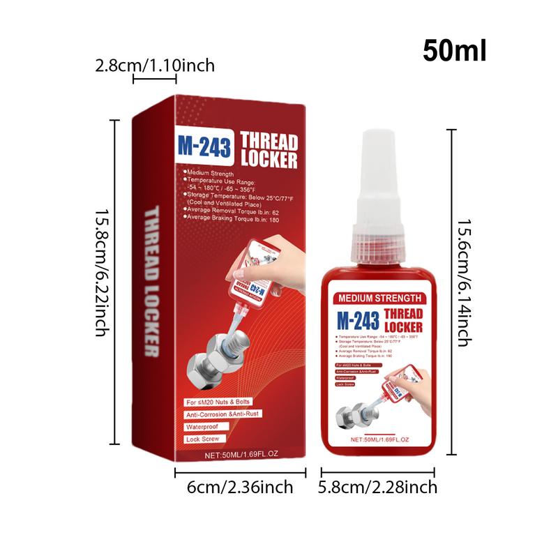 Etanșant de blocare a filetului 50 ml Încuietoare de piulițe/șuruburi Sigilant de blocare a filetelor pentru vehicule Dispozitiv de blocare a filetelor metalice pentru elemente de fixare Metale și șuruburi