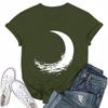 Ladies' Loose Comfortable Casual Fashionable  Moon Pattern Printed Round Neck Short Sleeved Shirt
