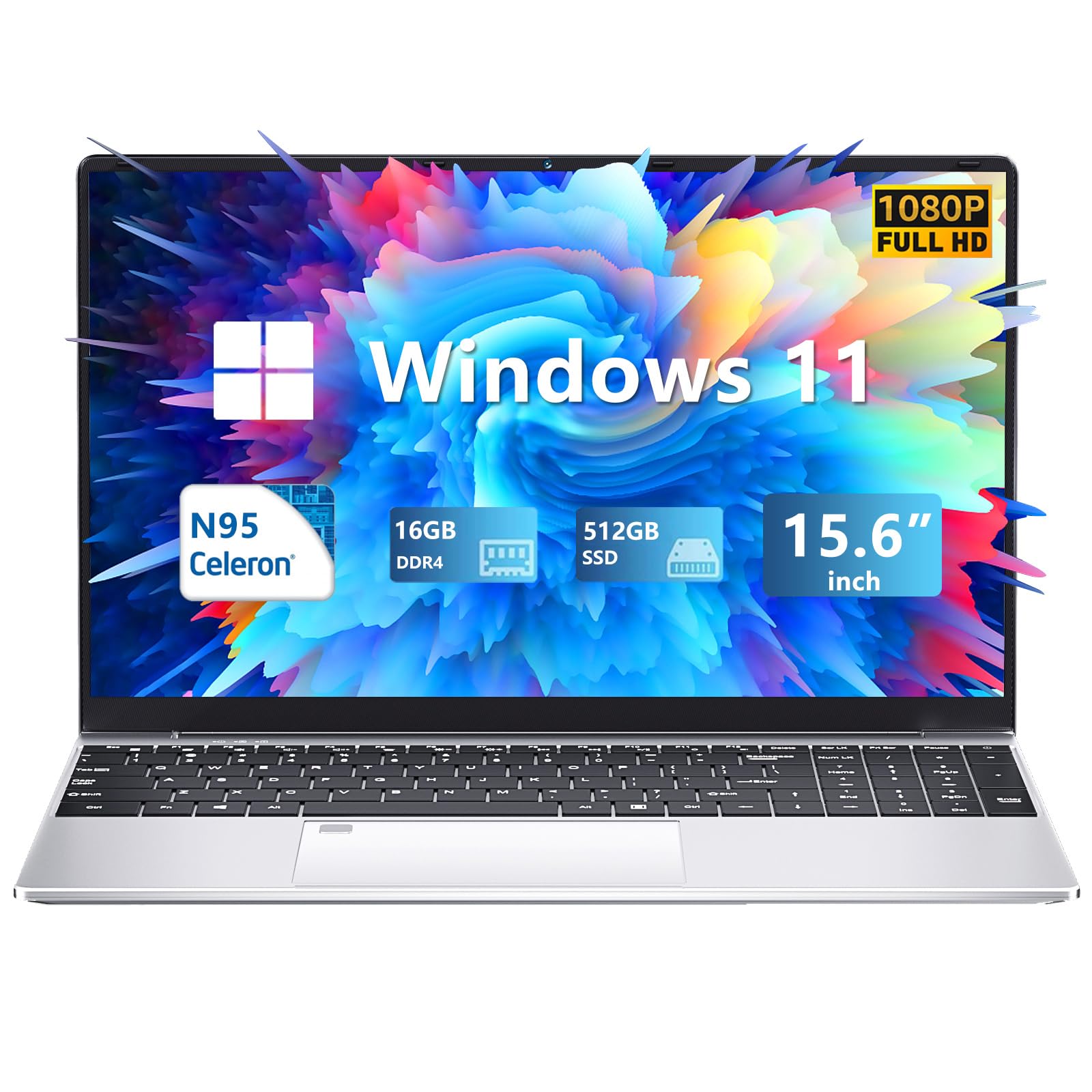 

KUU N95 Laptop Full HD IPS Win 11 Mini USB Fingerprint Backlit Keyboard Notebook PC, 16GB+512GB SSD, Display, 15.6-inch, Laptop, HDMI, 3.0, Unlock,