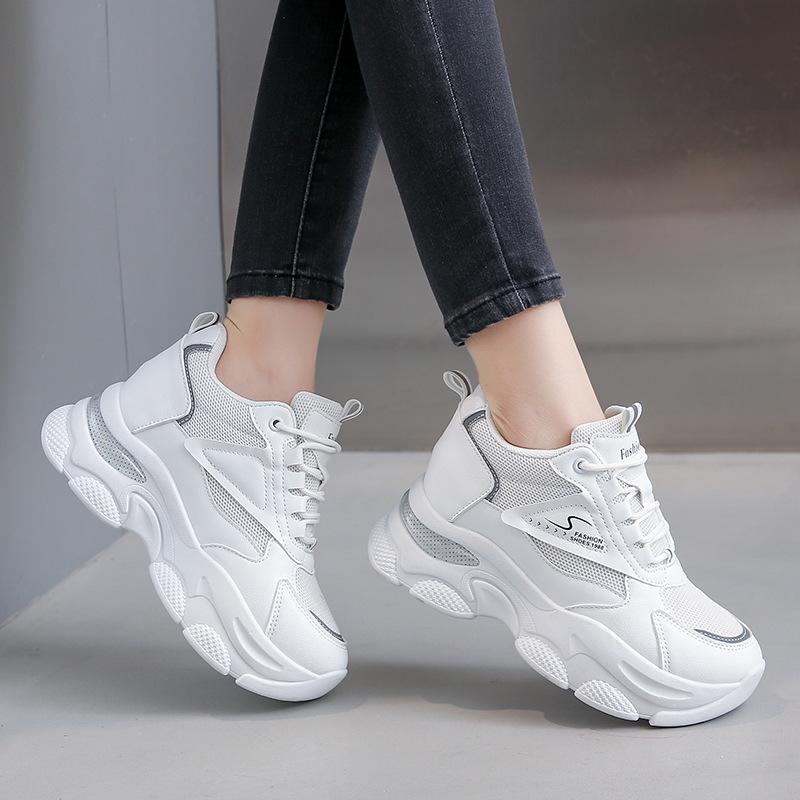 Muffin thick-soled lace-up casual sports shoes 2025 new fashion trend little white shoes suitable for wearing dad shoes in all seasons