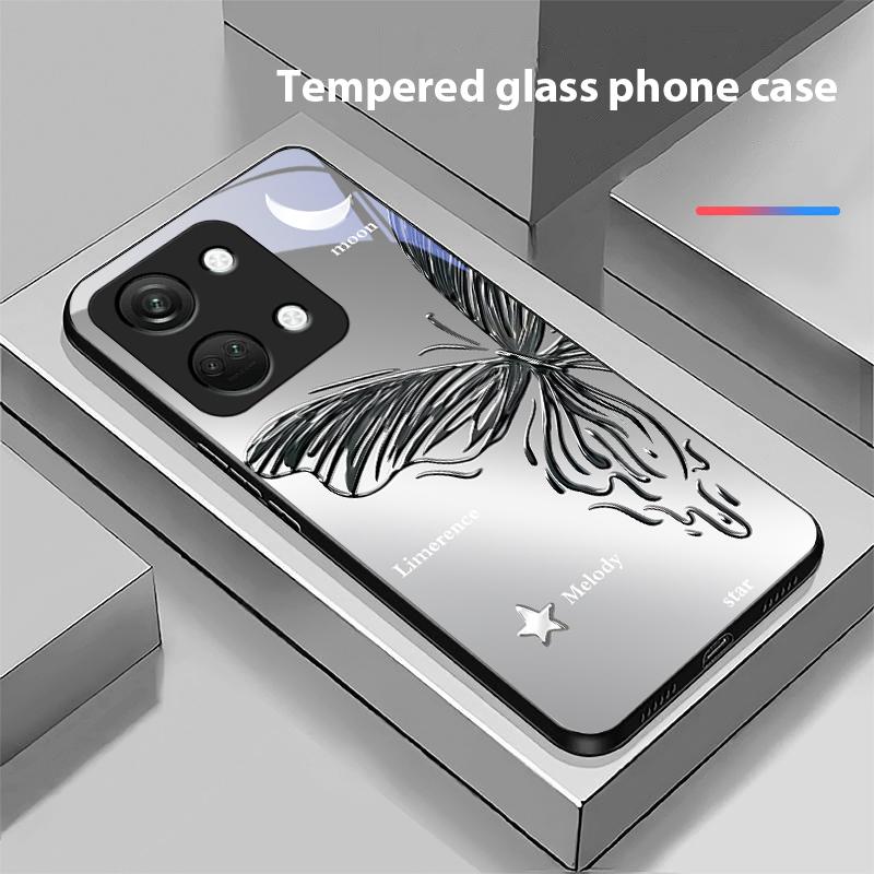 Metallic Butterfly Für OnePlus Nord 3 5 6T 7 Pro 8 12 10T Reno8 Lite 5G 10R Nord N30 Hartschale Panzerglas Handyhülle Schwarz