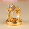 Charm Couple Rings Men Stainless Steel  Rhinestones Zircon Women Wedding Band  Set Valentine Day Jewelry