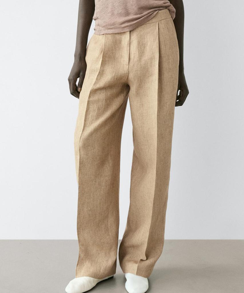 Masimodutti Dart Detail Linen Fluid Pants
