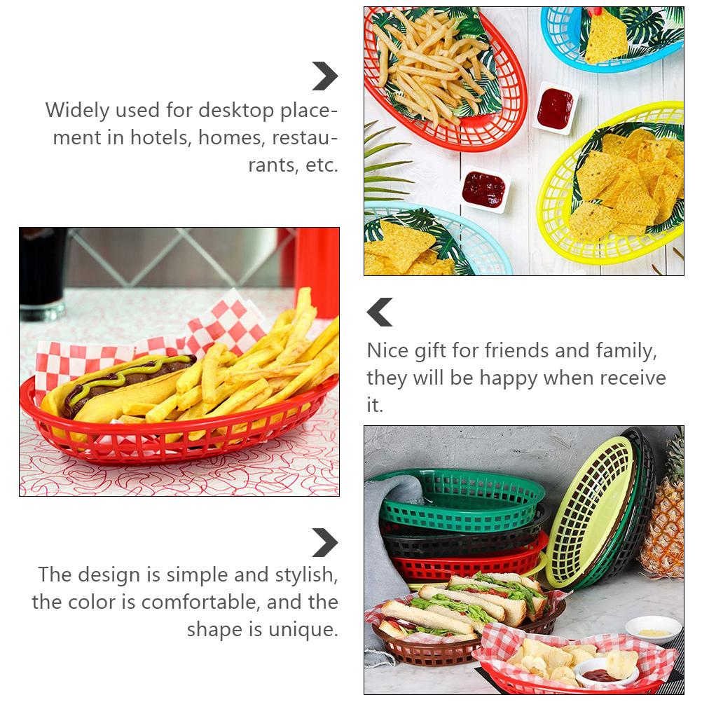12 Stück Kunststoff Lebensmittelaufbewahrungskorb Fast-Food-Schalenform Tablett Obstteller Küchensiebe Abgießer Wiederverwendbarer Behälter Premium