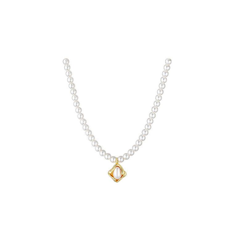 Small Particle Shijia Pearl Necklace Special-Shaped Irregular Freshwater Pearl Pendant Neck Chain Female Niche Design Collarbone Chain