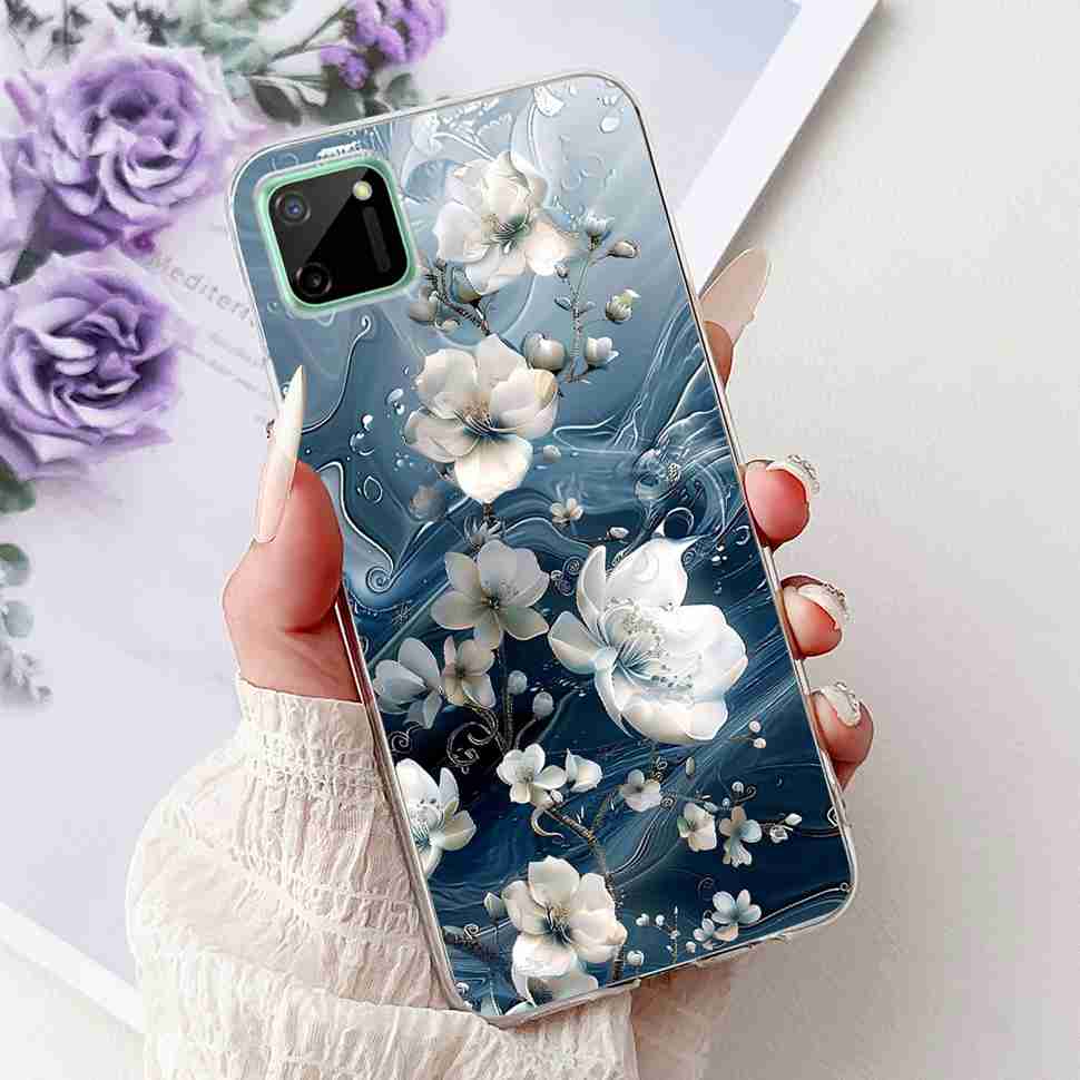 For Oppo Realme C11 6.5" Case Colorful Butterfly Soft Silicone TPU Cover For Realme c11 C11 RMX2185 Fashion Flower Phone Cases