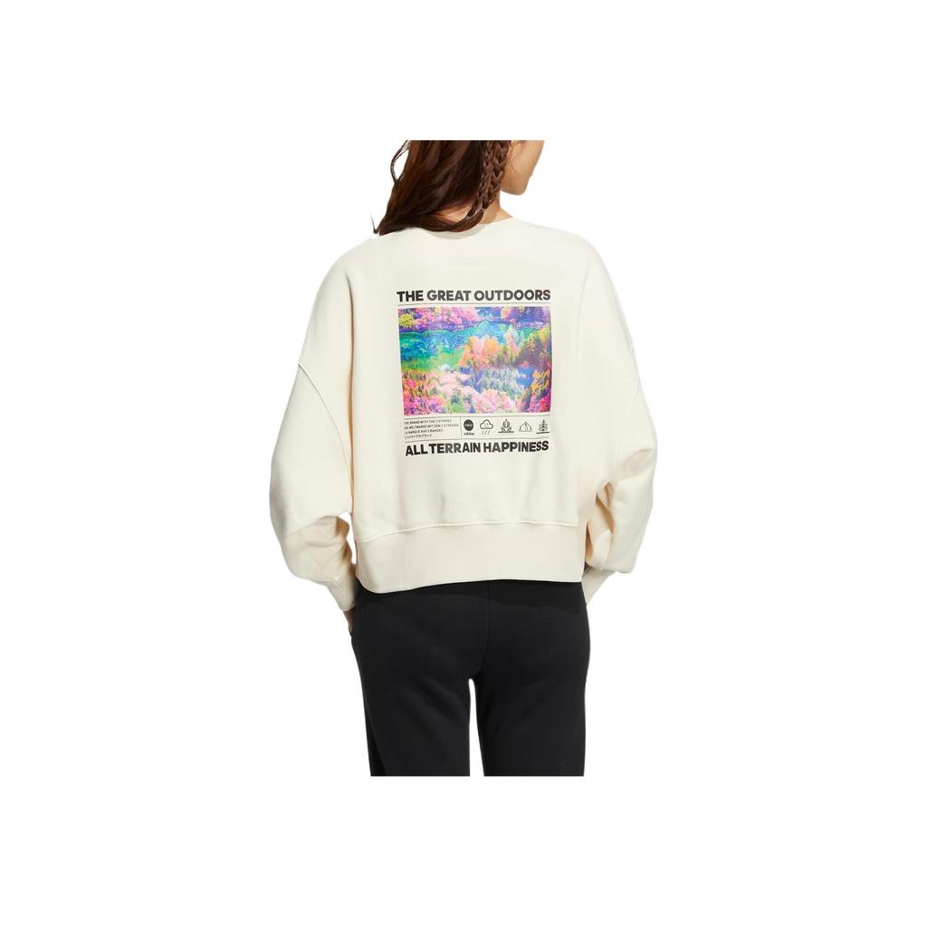 Adidas Neo Solid Color Letter Print Pattern Pullover Sweatshirt Women Sweatshirt White HN2314