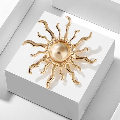 Personality Sun Flower Brooches Pin For Women Clothing Jewelry Party Accessories
