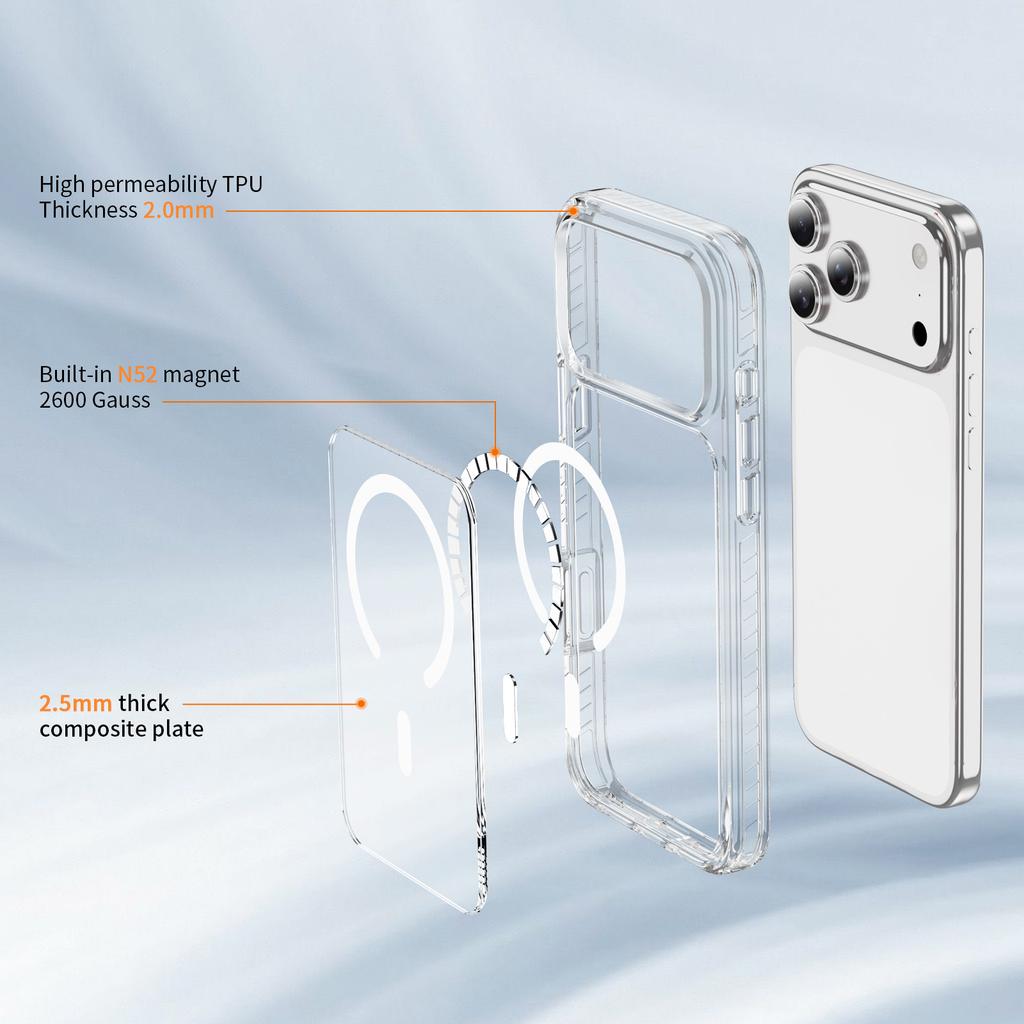12N Starker Magnet MagSafe Hülle Für iPhone 12 13 14 15 16 17 Pro Max 4 Airbag Stoßfest Klar Anti-Vergilbung Kabelloses Laden Abdeckung