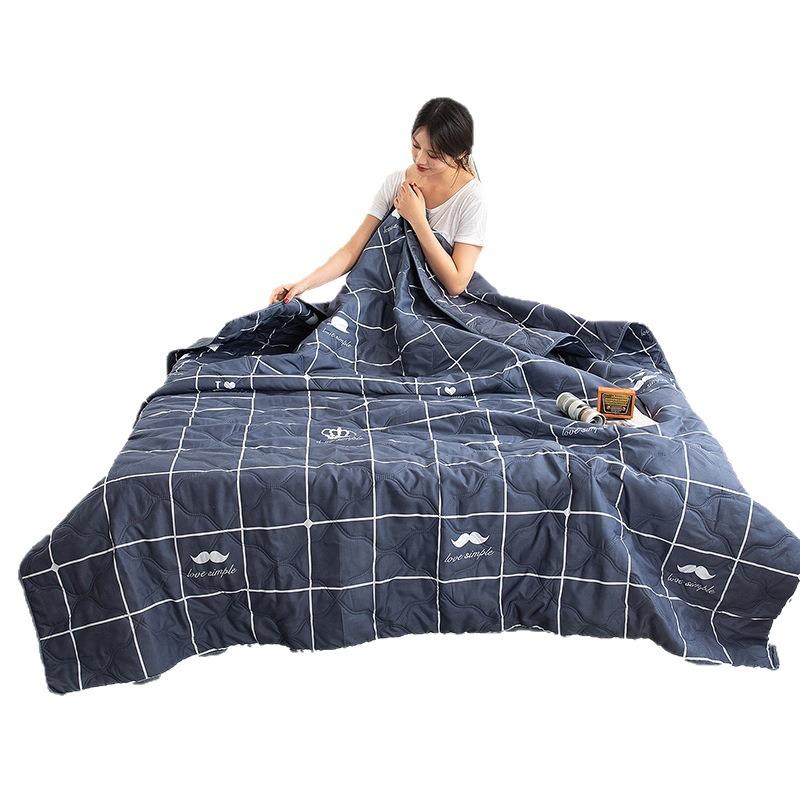Lit d'été matelassé simple et double, léger, noyau de couette imprimé, climatisation, couette double, queen size, couette fine à carreaux