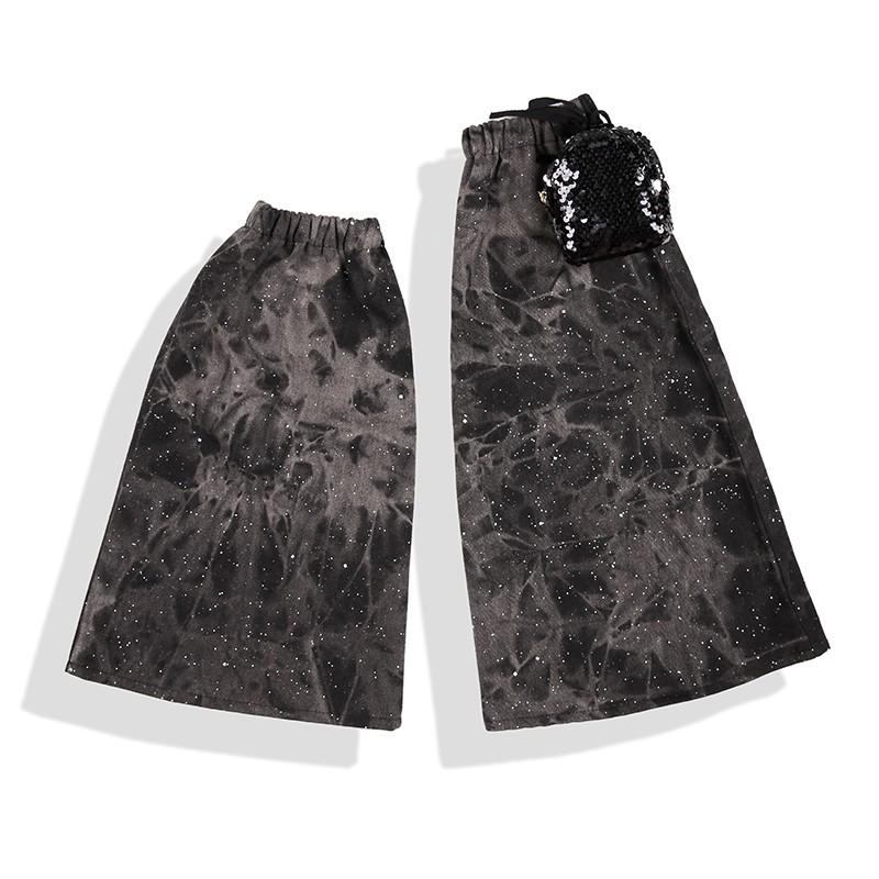 Girls' Sequin Tassel Jazz Dance Outfit - Mesh Long Sleeve & Pants Set for Street & Performance