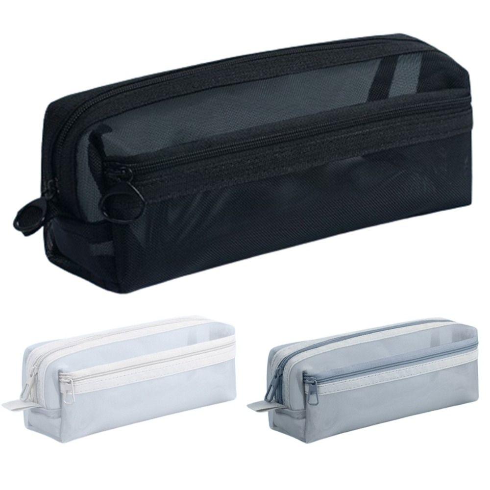Large Capacity Mesh Pen Bag Transparent Exam Supplies Organizer Stationery Storage Bag  Students