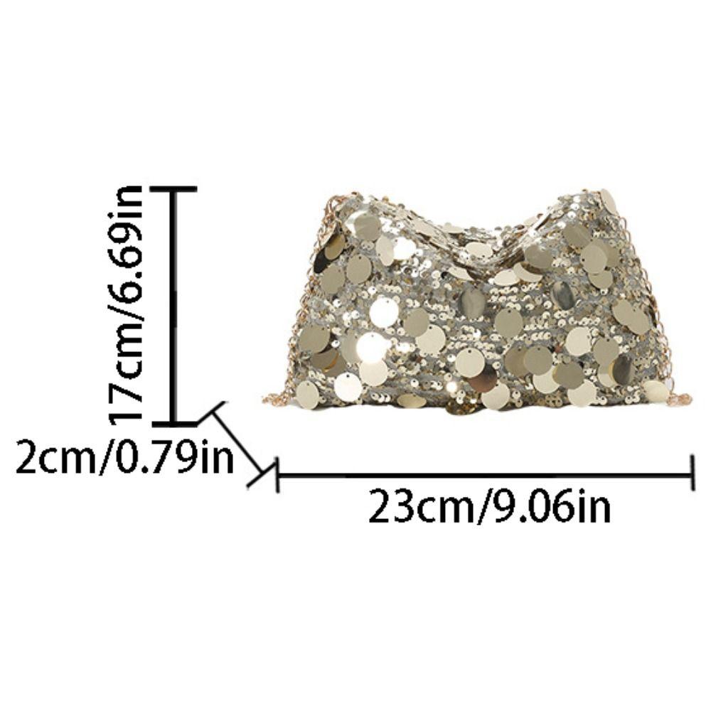 Elegant Chain Tote Bag Blingbling Female Handbag Simple Sequin Shoulder Bag  Lady Girl