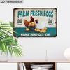 2D Flat 1pc Vintage Aluminum Sign Farm Fresh Eggs Come and Get Em Retro Farm Chicken Wall Decor Plaque for Home Kitchen Chicken Coop