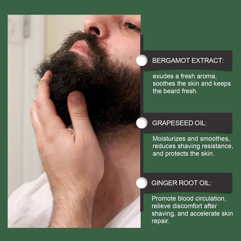 Huile de soin pour barbe pour hommes, solution de soin capillaire nettoyante, nourrissante, hydratante, réparatrice et lissante en douceur 30 ml