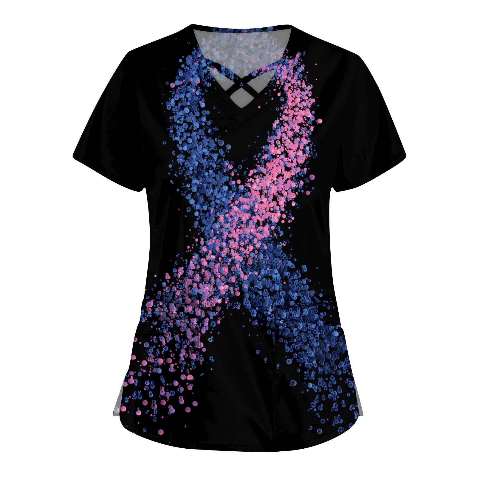 

Жіноча Мода V-подібний виріз Короткий рукав Комбінезон Двошарова кишеня Принтовані Топи Одяг XXXXL чорний