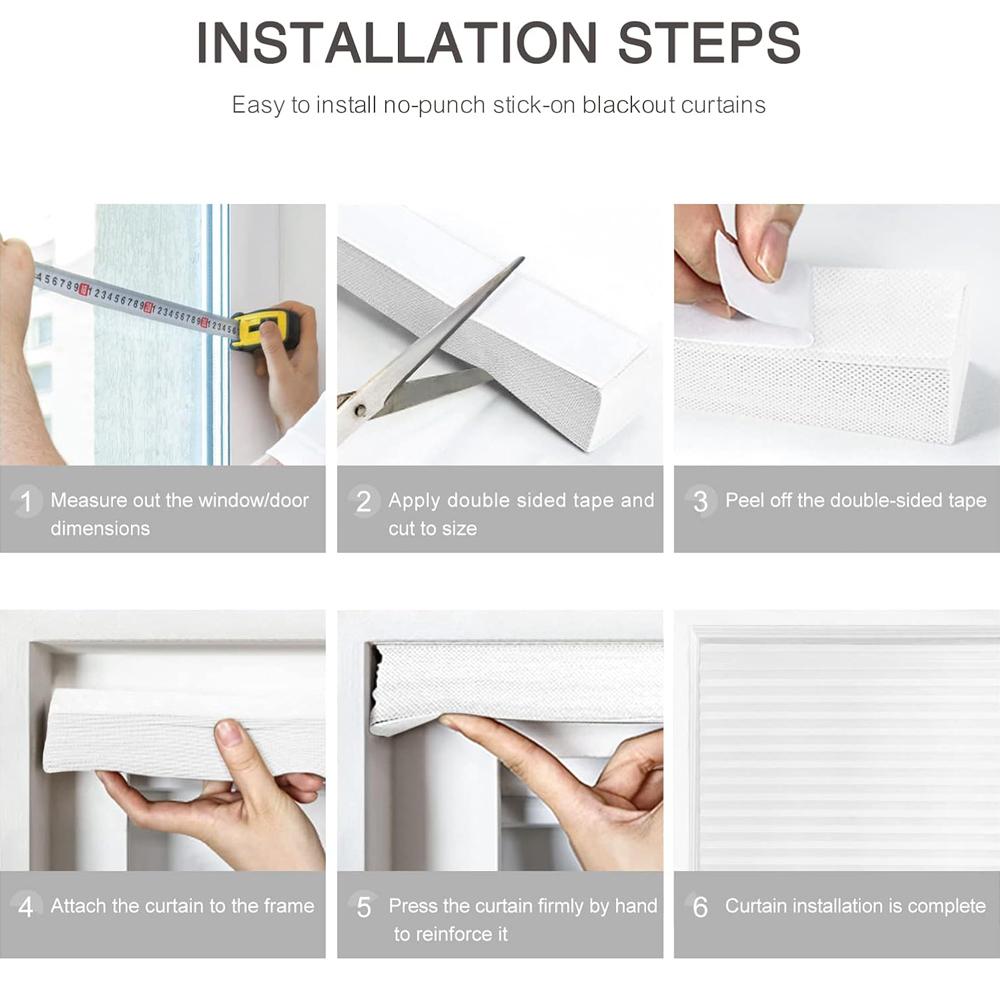 1Pc Shades Self-adhesive Half Windows Nonwoven Folding Curtain Bathroom Balcony Living Room Balcony Curtains Pleated Blinds