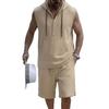 Mens Casual Loose Hooded Sleeveless Vest And Shorts Set