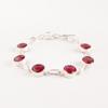 Pink Rubellite Gemstone 925 Stamped Silver Jewelry Handmade Round Stone Bracelet RB-14-15