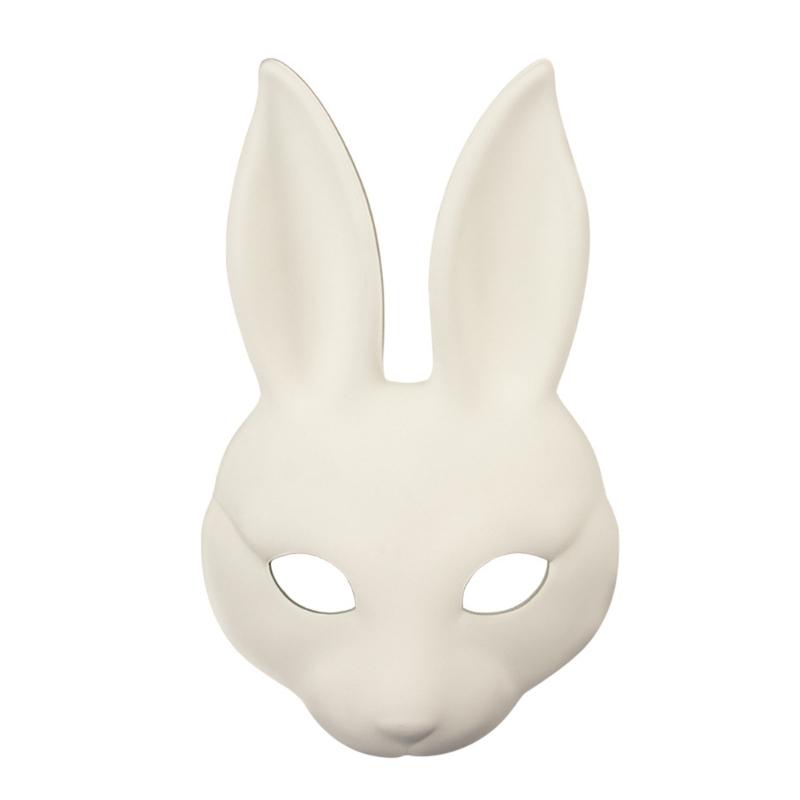 Premium White PU Rabbit Mask For Adults Teens Costume Parties Easter Halloween Carnivals Adjustable Comfortable Band