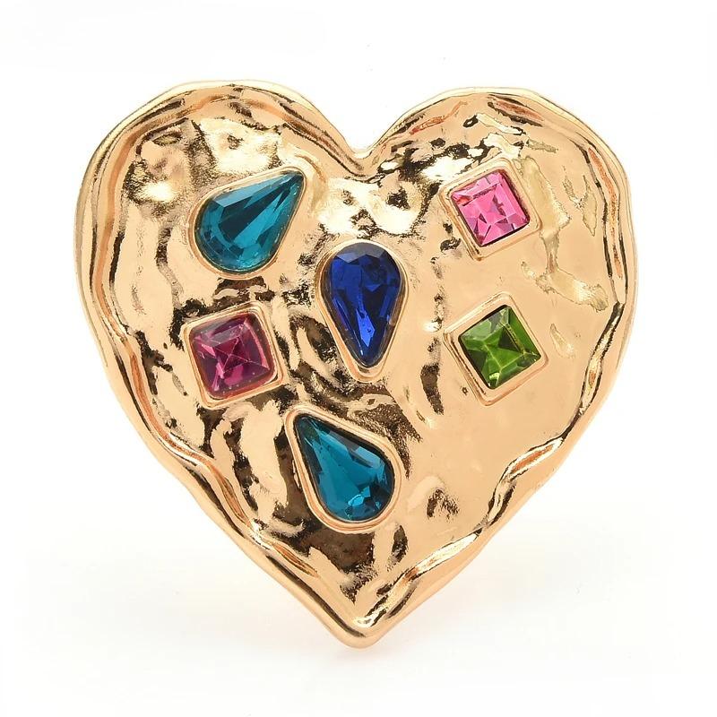 Heart Badge Women Unisex Rhinestone Red Heart Badge Brooch Pins Gifts