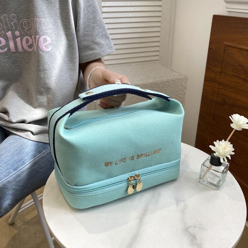 

Двухслойная водонепроницаемая холщовая дорожная сумка для косметики и туалетных принадлежностей Lichao