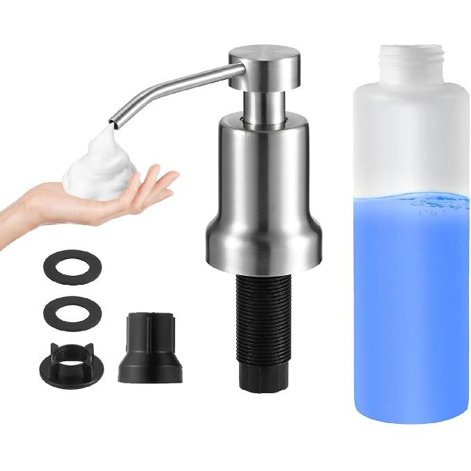 Foaming Soap Dispenser for Kitchen Sink, Kitchen Bathroom Soap Dispenser Pump, Foaming Hand Soap Dispenser, Stainless Steel Foam Soap Dispenser with
