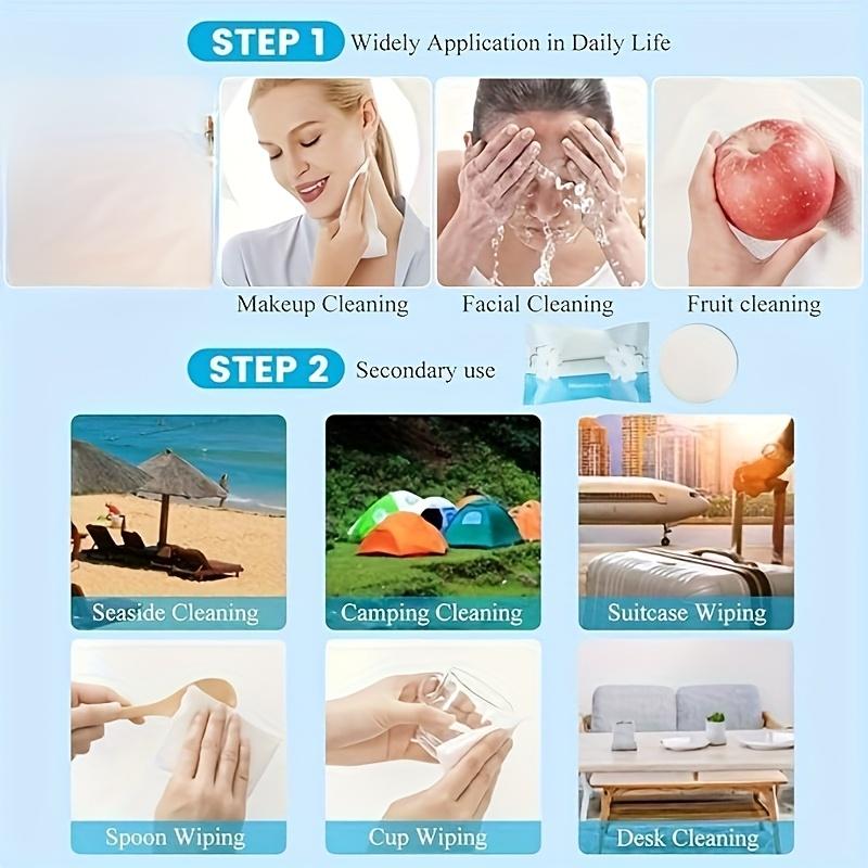 Compressed Towels, Individually Wrapped, Wet & Dry Makeup Remover, Travel Carry Thickened Small Square Towel, Camping Towel