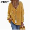 JPNTKY Women's Fashion Casual Solid Color Print Long Sleeve V Neck Blouses & Shirts