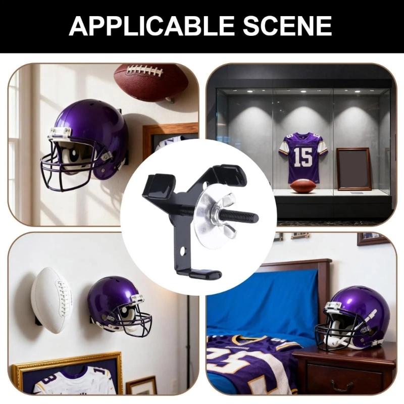 Rustproof Metal Materials Three Screw Installation Football Helmet Wall Hanger Modern Football Helmet Display Mount