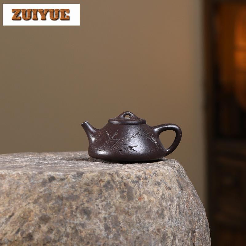 150ml Antike Yixing Lila Ton Teekannen Handgefertigter Stein Schöpfkrug Rohmaterial Schwarzes Gold Schlamm Kessel Zisha Teegeschirr Bastelbedarf Cha