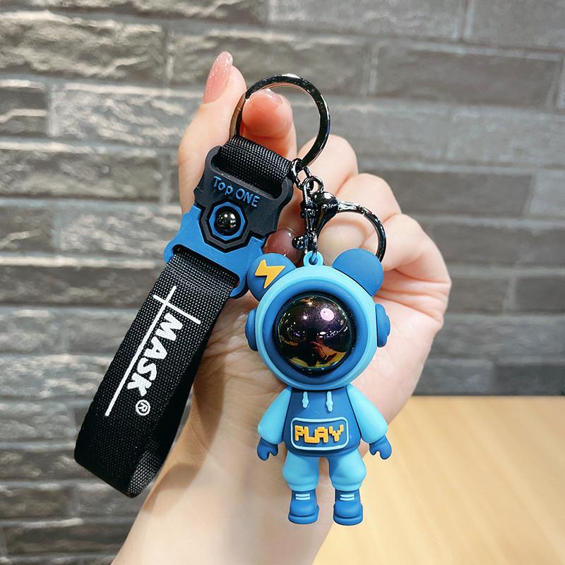 Colorful Play Lightning Bear Keychain Resin Material Cute Cartoon Gift Style