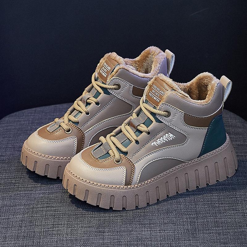 Snow Boots Women Platform Winter Sneakers Fashion Mixed Colors Plus Velvet Warm Ankle Boots Female Comfort Cotton Shoes Footwear