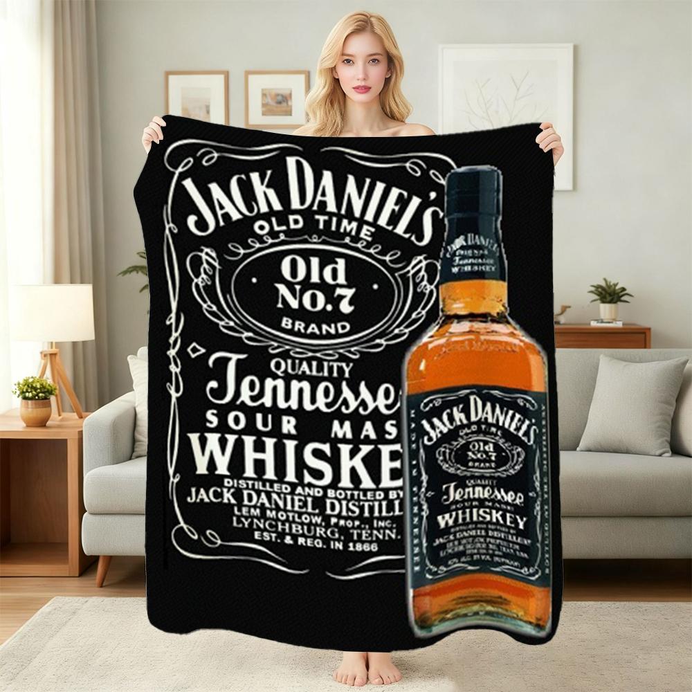 Classic Jack Daniel'S Tennessee Whiskey Flannel Printed Blanket Thick Warm Throw Blanket For Living Room Kids Room Party Decor Holiday Gift