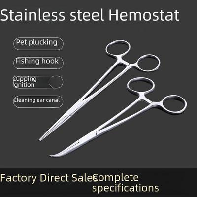 Premium Stainless Steel Hemostatic Forceps and Needle Holder for Pets, 12.5-24cm - Straight Elbow for Hair and Fishing Hook Removal
