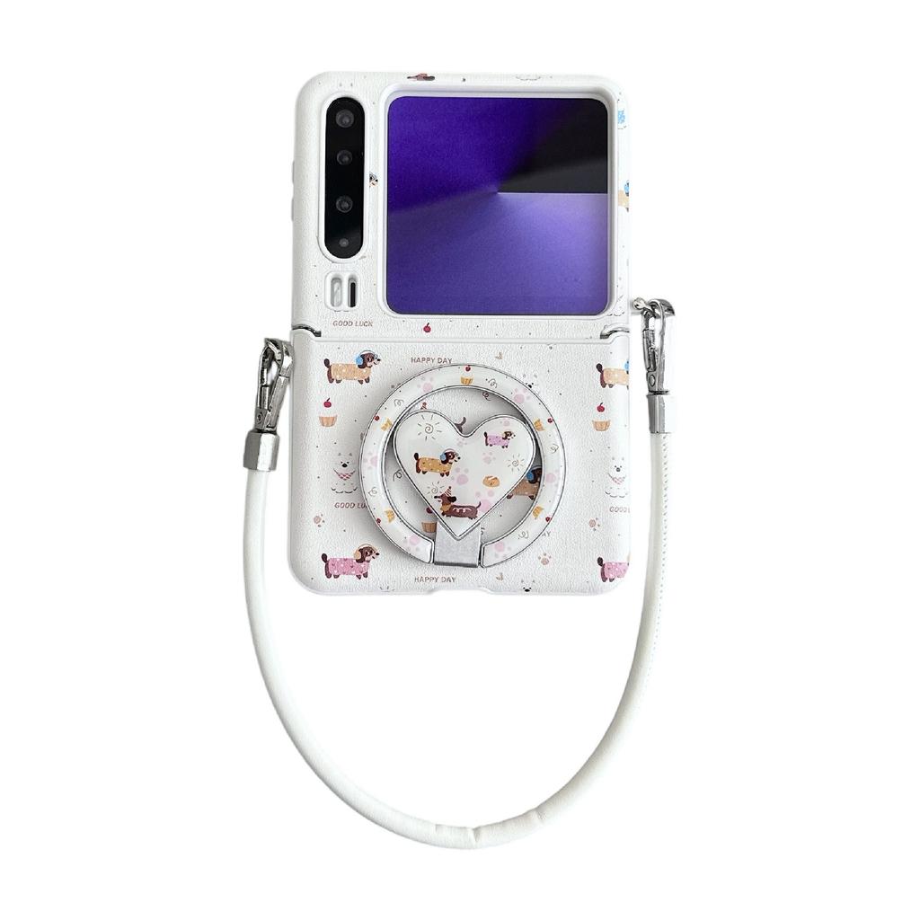 Applicable To Huawei PuraX Folding Screen Mobile Phone Case Magnetic Dachshund Dog Pocket1 Bracket Portable Rope  Hard Case