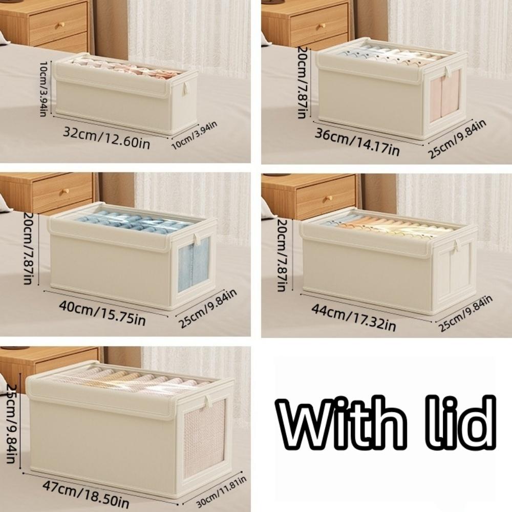 

1PC Wardrobe Large Capacity Visible Window Storage Box with Lid, Dust-Proof, Used for Organizing Clothing and Bedding Storage s бежевый